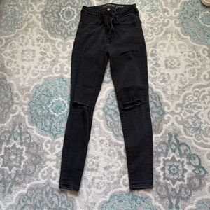 American Eagle Outfitters Black ripped super high rise jeggings